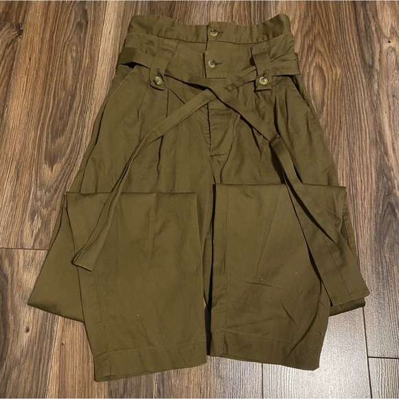 See by Chloe Ultra High Rise Khaki Straight Leg Pant With Two Button Rows Cotton - Picture 7 of 14